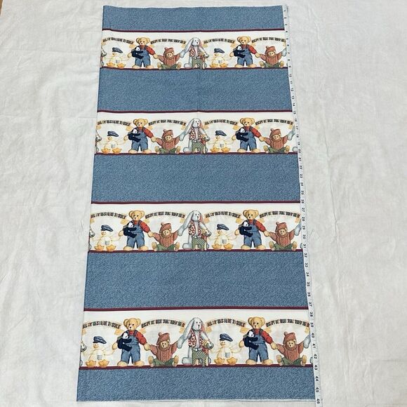 Vintage Daisy Kingdom Blue Jean Teddy Nursery Quilt Fabric Bundle Baby Toys - Picture 7 of 12